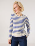 Geo Graphics Stripe Crochet Knit Cotton Sweater <span>571002<span>