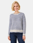 Geo Graphics Stripe Crochet Knit Cotton Sweater <span>571002<span>