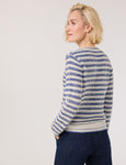 Geo Graphics Stripe Crochet Knit Cotton Sweater <span>571002<span>