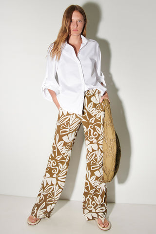 Coffee And Cream Printed Wide Leg Pull On Trousers <span>698658/3630<span>