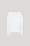 Denim Vibes Ribbed Cotton Long Sleeve White Top <span>318224<span>