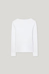 Denim Vibes Ribbed Cotton Long Sleeve White Top <span>318224<span>