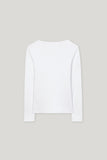 Denim Vibes Ribbed Cotton Long Sleeve White Top <span>318224<span>