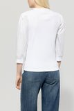 Denim Vibes White Puff Sleeve Rib Cotton Top <span>318227<span>