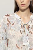 Denim Vibes Floral Chiffon Tie Neck Blouse <span>218527<span>