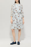 Denim Vibes Floral Print Dress In Sky Blue And Mocha <span>718560<span>