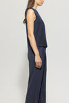 Denim Vibes Blue Satin Stretch Sleeveless Top <span>218516<span>