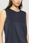 Denim Vibes Blue Satin Stretch Sleeveless Top <span>218516<span>