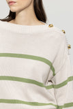 Denim Vibes Striped Sweater With Button Detail <span>118591<span>