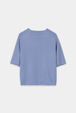 Preppy Reds Sky Blue Short Sleeve Sweater <span> 138749<span>