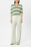 Spring Vibes Stripe Linen Polo Top <span>138801<span>