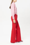 Preppy Reds Red Cotton Trouser With Button Detail <span>638876<span>