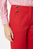 Preppy Reds Red Cotton Trouser With Button Detail <span>638876<span>