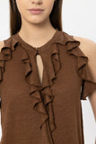 Desert Vibes Teracotta Frill Sleeveless Top <span>338367<span>