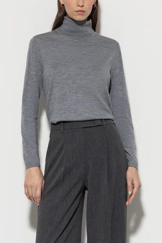 Grey Evolution Wool/Silk Fine Knit Poloneck Sweater <span>108579<span>