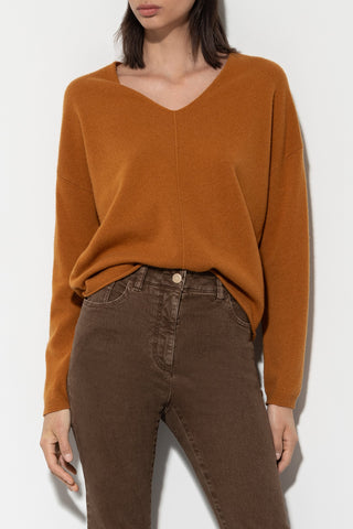 Autumn Vibes Amber Cashmere Blend V Neck Sweater <span>108547<span>