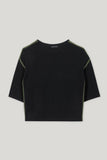 Mineral Vibes Black Cashmere Short Sleeve Sweater <span>128677<span>