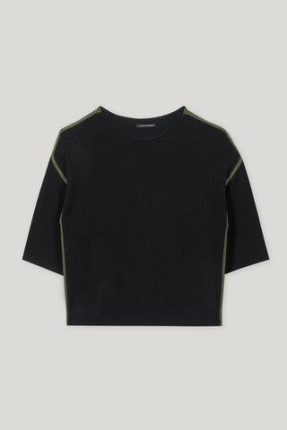 Mineral Vibes Black Cashmere Short Sleeve Sweater <span>128677<span>