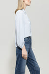 Mineral Vibes Light Blue Silk Tie Long Sleeve Blouse <span>228599<span>