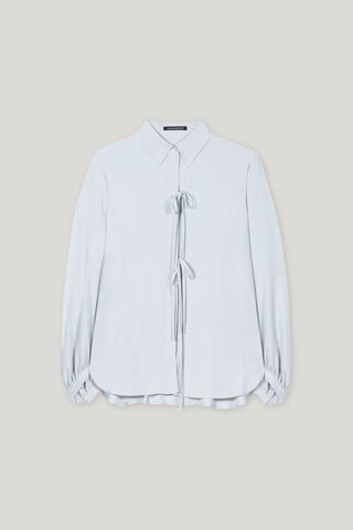 Mineral Vibes Light Blue Silk Tie Long Sleeve Blouse <span>228599<span>