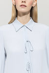 Mineral Vibes Light Blue Silk Tie Long Sleeve Blouse <span>228599<span>