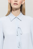 Mineral Vibes Light Blue Silk Tie Long Sleeve Blouse <span>228599<span>