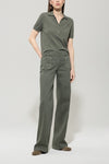 Mineral Vibes Loden Green Knit Short Sleeve Polo Sweater <span>128654<span>