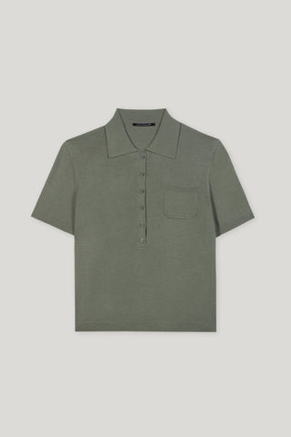 Mineral Vibes Loden Green Knit Short Sleeve Polo Sweater <span>128654<span>