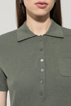 Mineral Vibes Loden Green Knit Short Sleeve Polo Sweater <span>128654<span>