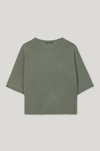 Mineral Vibes Loden Green Short Sleeve Cashmere Sweater <span>128666<span>