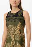 Urban Greens Print Sleeveless Maxi Dress <span>748711<span>