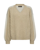 Cream V-Neck Knit Sweater