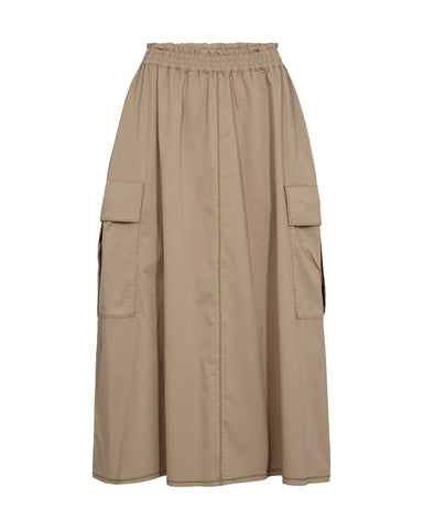 Tan Aline Midi Length Pull On Skirt <span>171310<span>