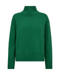 Green Funnel Neck Knit Sweater