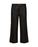 Black Wide Leg Leather Trousers
