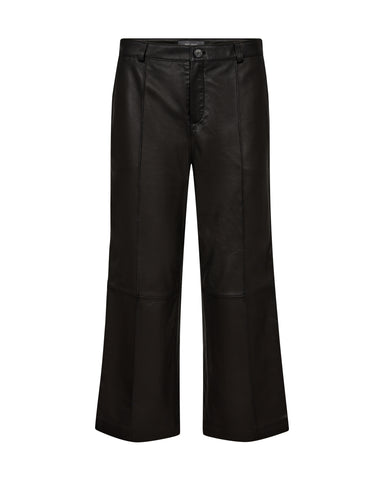 Black Wide Leg Leather Trousers