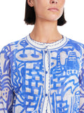 Trip To France Blue Print Mesh Cardigan <span>YC39.07M58<span>