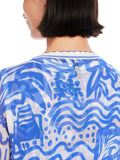 Trip To France Blue Print Mesh Cardigan <span>YC39.07M58<span>