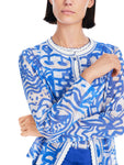 Trip To France Blue Print Mesh Cardigan <span>YC39.07M58<span>