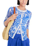 Trip To France Blue Print Mesh Cardigan <span>YC39.07M58<span>