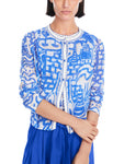 Trip To France Blue Print Mesh Cardigan <span>YC39.07M58<span>
