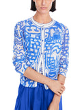 Trip To France Blue Print Mesh Cardigan <span>YC39.07M58<span>