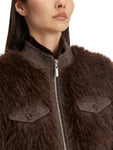 Out Of The Woods Faux Furry Chocolate Bomber Jacket <span>XC12.07W94<span>