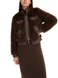 Out Of The Woods Faux Furry Chocolate Bomber Jacket <span>XC12.07W94<span>