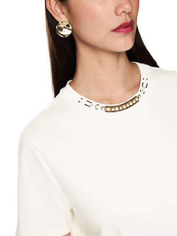 Feminine Rigour Diamante Neck Trim Top <span>ZC48.08J61<span>