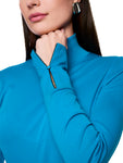 Mystic Plumage Turquoise Cotton Long Sleeve Polo Top <span>ZC48.05 J14<span>