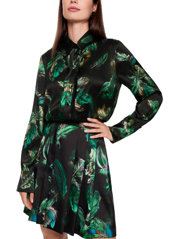 Mystic Plumage Feather Print Silk Blouse <span>ZC51.29W81<span>