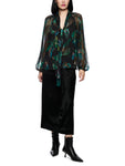 Mystic Plumage Feather Print Chiffon Blouse <span>ZC51.32W82<span>