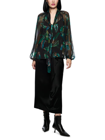 Mystic Plumage Feather Print Chiffon Blouse <span>ZC51.32W82<span>