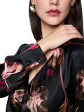 Feminine Rigour Silk Leaf Print Dress <span>ZC21.10W28<span>